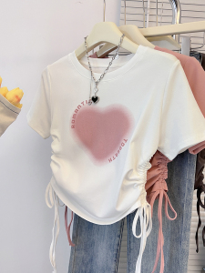 RM14925#欧货短袖t恤女正肩夏季美式复古印花半袖体恤设计感小众短款上衣