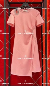 RM14889#裙子女夏季2023新款高级感轻奢名媛风时尚收褶中长款显瘦连衣裙潮