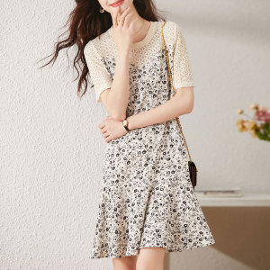 RM14698#甜美小众设计宽松连衣裙女2023夏季高级感假两件碎花裙子