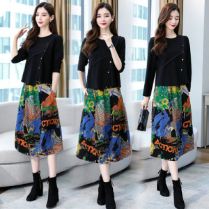 RM14662#小香风套装新款女初秋裙子两件套时尚洋气减龄显瘦气质