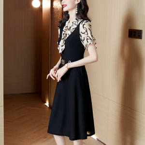 RM15111#大码女装 2023夏季新款胖mm修身显瘦气质拼接女神范连衣裙潮