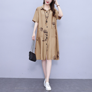 RM16556#夏季休闲宽松型大码女装连衣裙