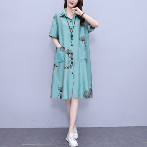 RM16556#夏季休闲宽松型大码女装连衣裙
