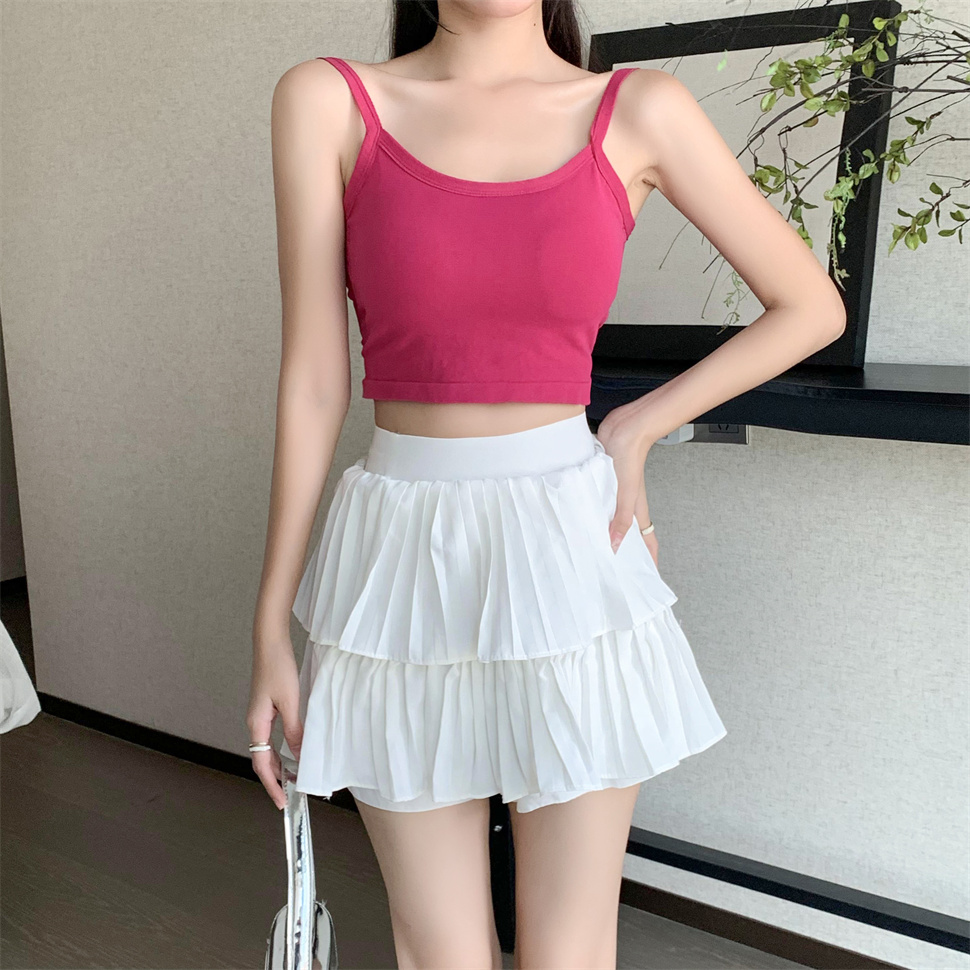 Real shot real price with chest pad beautiful back short camisole female summer hot girl halter top
