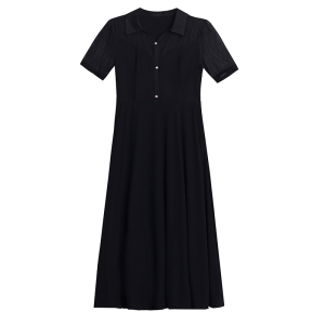 RM19175#时尚气质大码女装胖mm修身显瘦中长款夏季新款遮肚连衣裙子黑色
