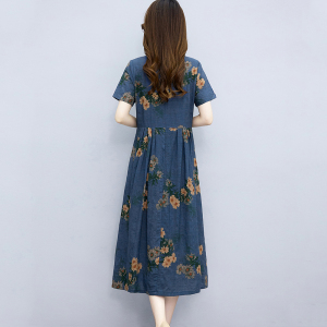 RM16047#棉麻连衣裙夏既女装妈妈装2023夏装新款减龄大码显瘦小个子裙子