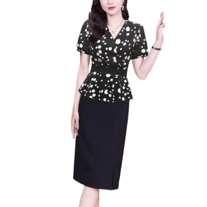RM19163#连衣裙2023夏季新款V领女士洋气时尚拼接修身包臀裙子高级感