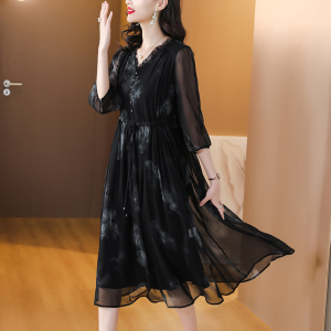 RM15151#真丝连衣裙夏2023新款轻奢高端名媛桑蚕丝裙高级感大牌显瘦气质裙
