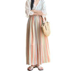 TR42253# 夏季日系新款条纹长款半身裙a字大摆长裙 服装批发女装批发服饰货源