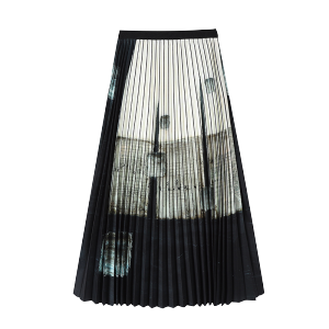 TR35873# 夏季高级感气场强大新中式国风小个子改良黑色百褶马面半身裙 服装批发女装服饰货源