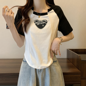 RM15146#大码女装夏装新款简约遮肉显瘦圆领短袖韩版胖妹T恤