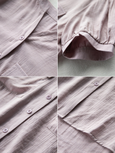 RM16548#夏季新款宽松显瘦衬衫纯色百搭大口袋上衣女