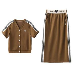 RM18889#包裙套装夏季女装2023年新款时尚休闲显瘦减龄夏装短袖裙子两件套