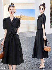 RM18891#天丝两件套连衣裙女2023夏新款时尚高级感小香风法式西装职业套装