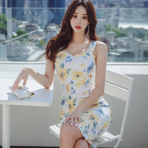 RM19778#夏季新款韩版气质修身吊带裙时尚印花性感包臀连衣裙女
