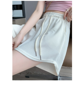 RM18356#白色冰丝短裤女夏季2023新高腰宽松垂感阔腿休闲裤子