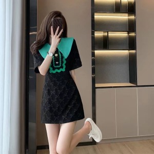 TR36645# 夏季新款法式复古高级感小香风连衣裙女夏黑色小个子气质裙子显瘦 服装批发女装批发服饰货源