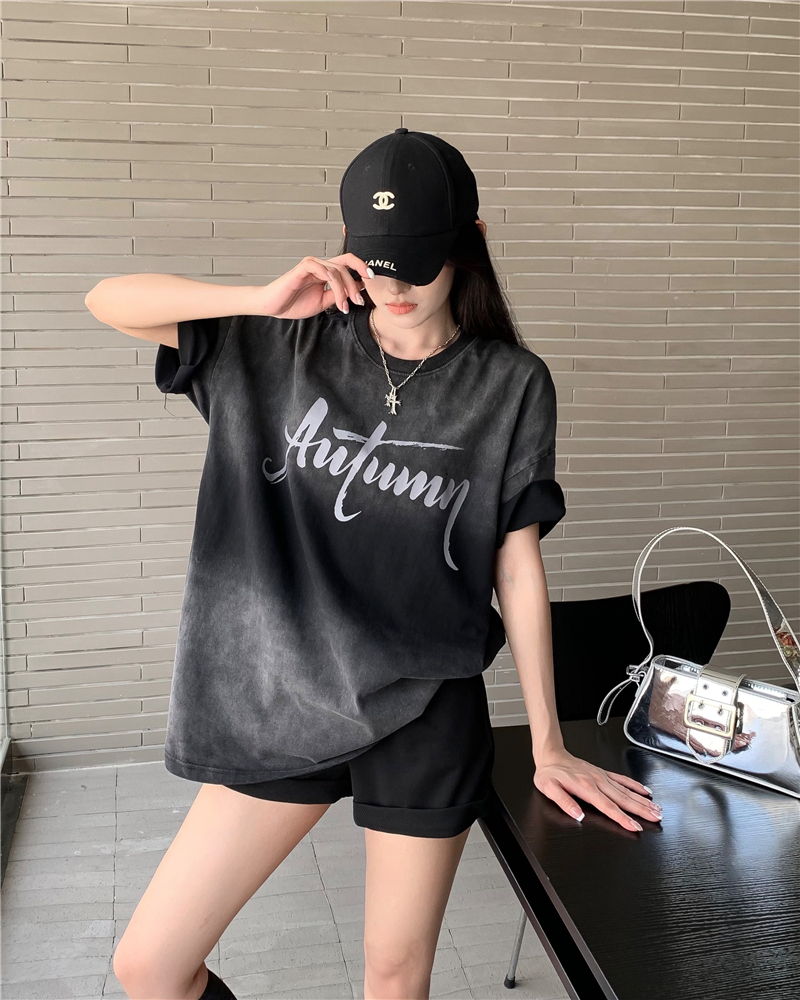 Actual shot ~ Dopamine gradient tie-dye retro distressed loose versatile short-sleeved T-shirt for women lazy style top