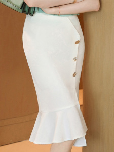 TR38326# 白色半身裙中长款女春夏新款休闲工装裙子粉色垂感高腰长裙 服装批发女装批发服饰货源