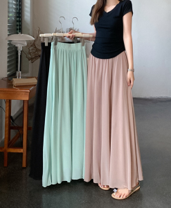 TR43364# 法式高级感气质粉色高腰垂感显瘦大裙摆半身裙服装批发女装批发服饰货源