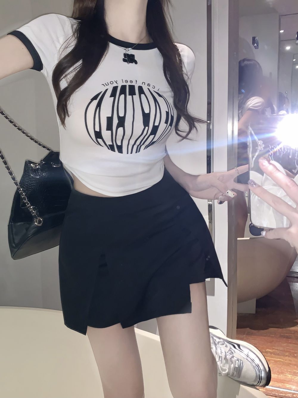 Real price real shot short letter print color contrast T