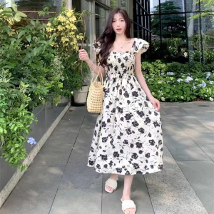 RM15383#超仙森系连衣裙2023夏季新款小飞袖甜美气质温柔风法式碎花中长裙