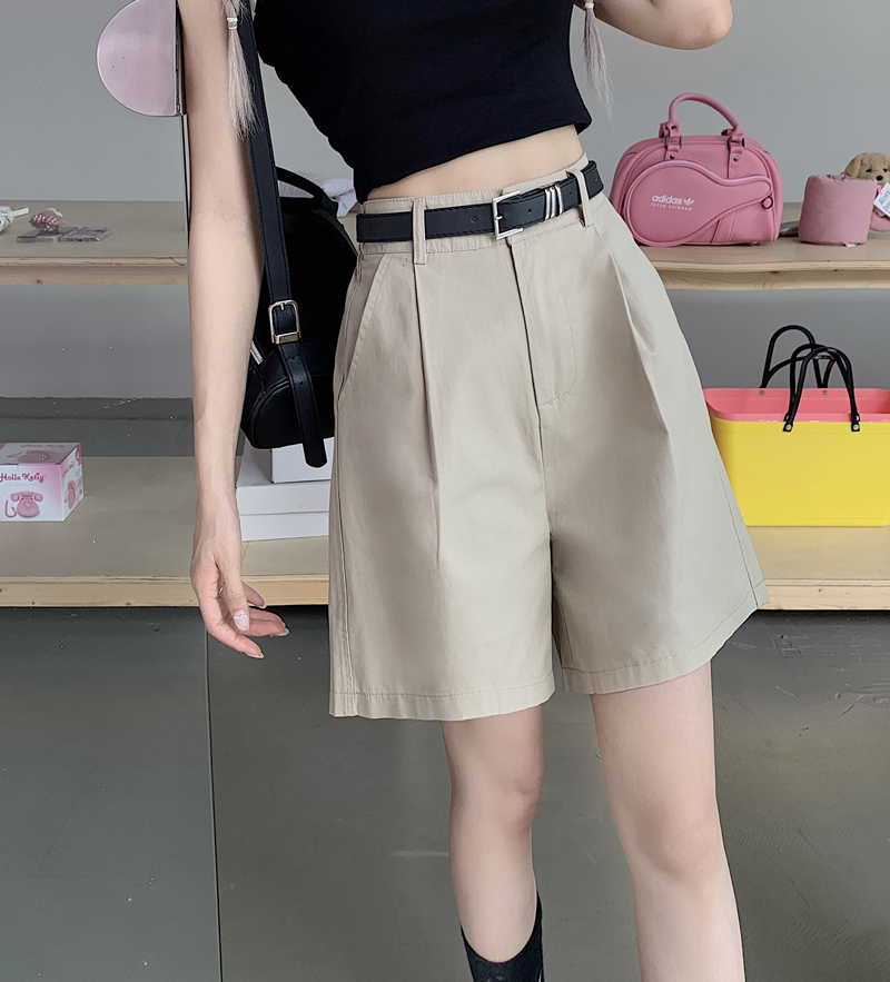 Real shooting real price~2023 new fashion high waist slim casual straight cropped pants overalls shorts women