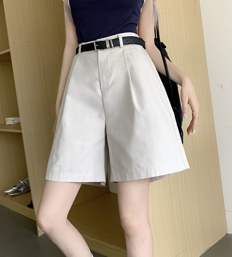 Real shooting real price~2023 new fashion high waist slim casual straight cropped pants overalls shorts women