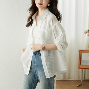 RM16521#白色衬衫女2023年夏季新款优雅气质宽松简约防晒外套上衣