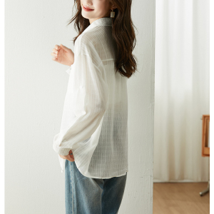 RM16521#白色衬衫女2023年夏季新款优雅气质宽松简约防晒外套上衣