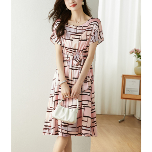 RM15638#宽松时尚裙子2023夏季新款气质高级质感收腰几何连衣裙女