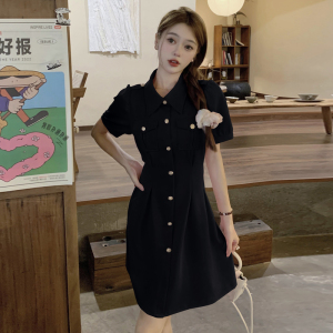 TR37130# 大码胖MM法式小众设计感褶皱收腰显瘦气质连衣裙高品质 服装批发女装批发服饰货源