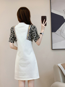 RM16411#白色polo衫连衣裙女短袖小香风假两件运动短裙拼接显瘦休闲T恤裙