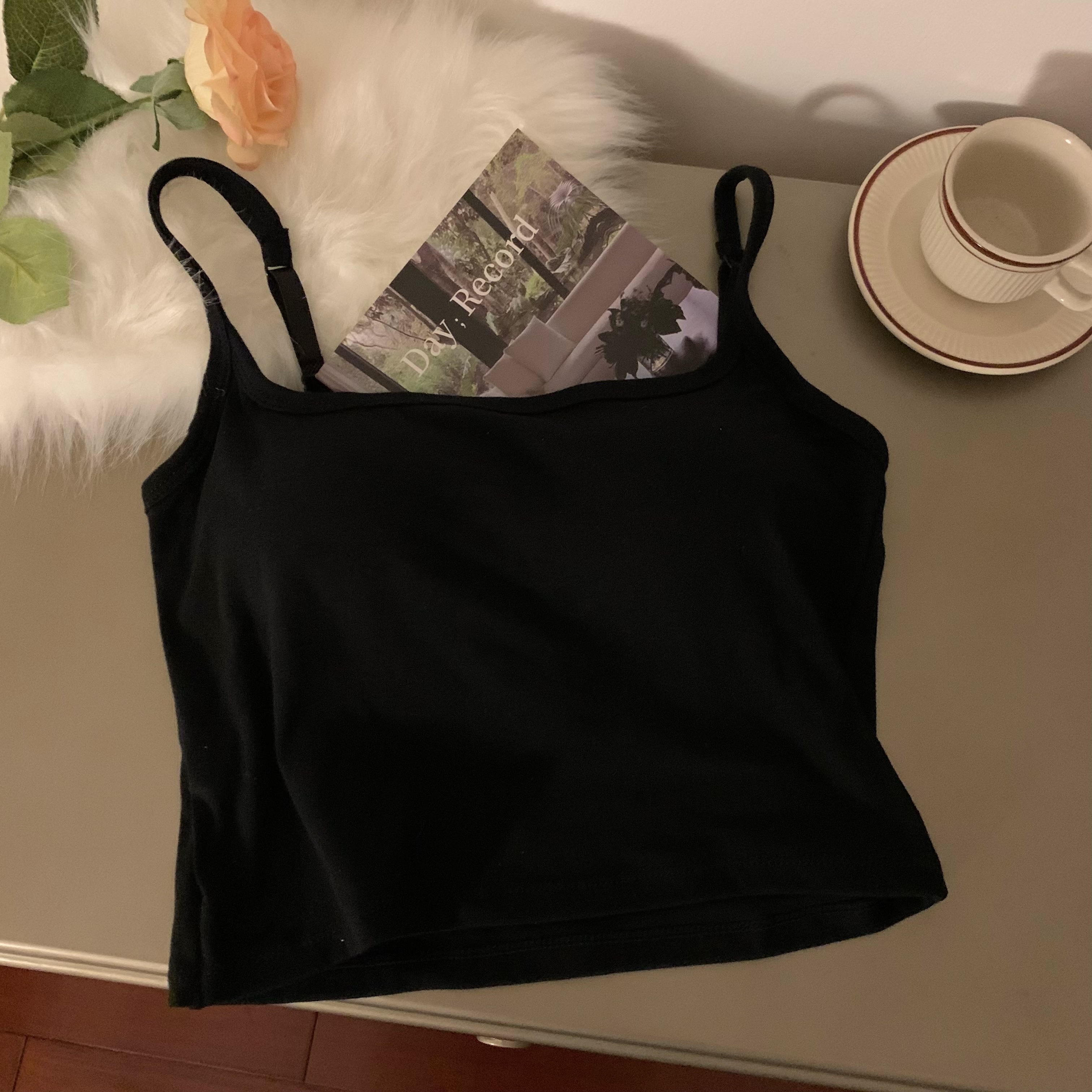 Real price real shot Crossover beautiful back bra integrated vest strap inner belt chest pad outer wear short slim top