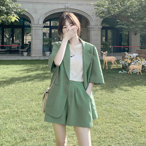 RM15387#时尚小西装套装女2023夏季新款韩版网红炸街洋气两件套女