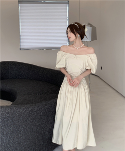TR38531# 新款设计韩版气质甜美小方领修身长款连衣裙 服装批发女装批发服饰货源