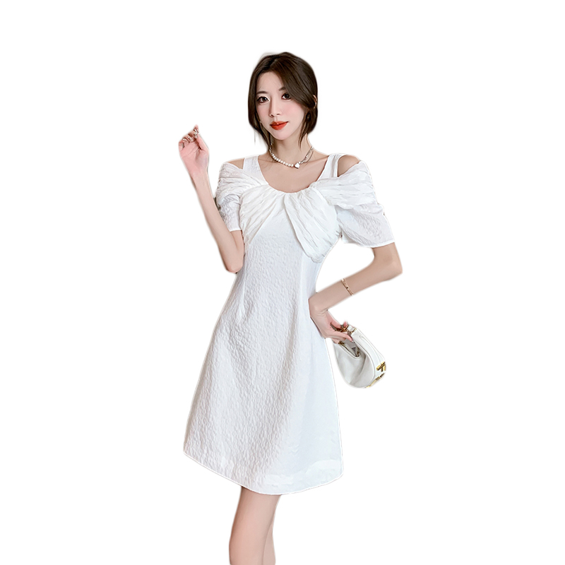 实拍  白色吊带短款小个子连衣裙新款女夏季小众设计收腰短裙