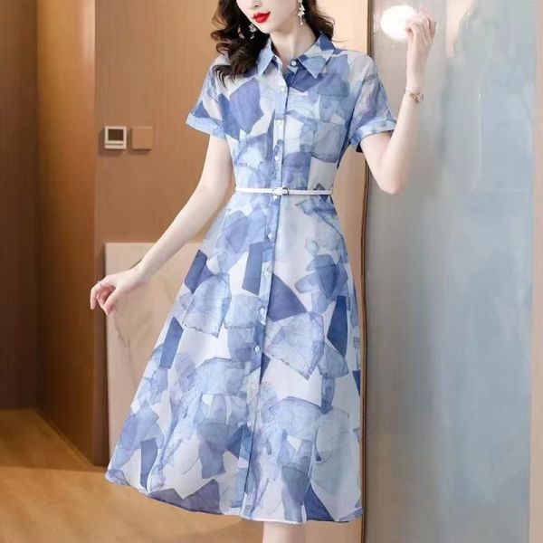 RM15770#夏季女装新款休闲潮流气质优雅印花时尚连衣裙