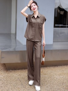 RM15436#夏装衬衫职业套装2023新款女装网红炸街时尚流行气质两件套裤洋气