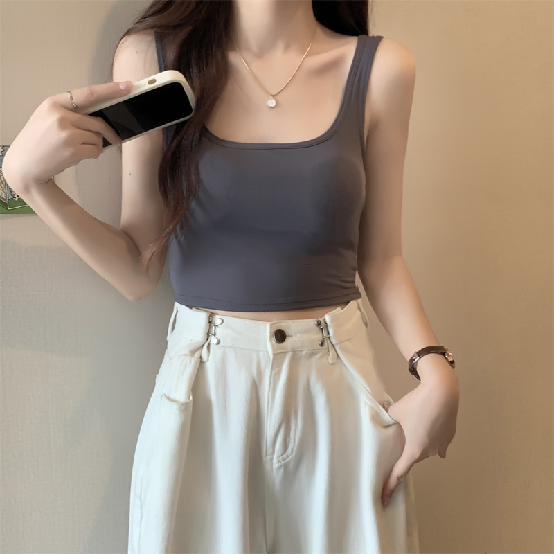 Real shot unabated camisole women's inner wear with chest pad bottoming top white tube top outer wear beautiful back integrated tide