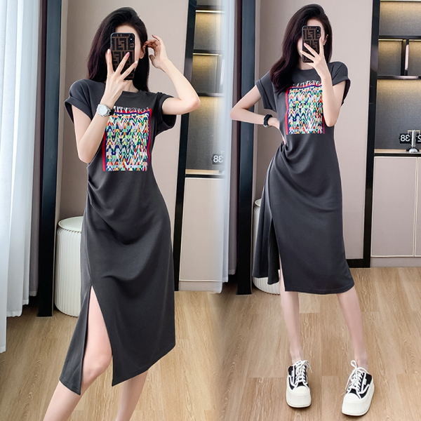RM16491#夏季新款高级感定制款轻奢气质复古港风收褶设计显瘦连衣裙女