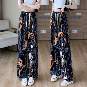 RM15572#冰丝螺纹花裤子女夏季薄款年新款爆款垂感抖抖凉凉空调阔腿裤