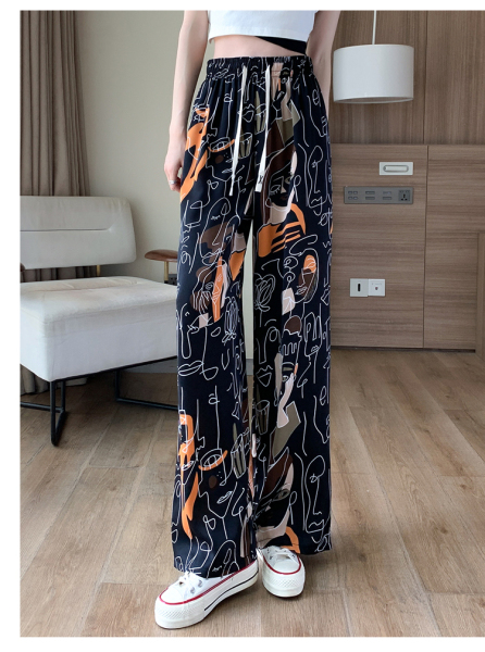 RM15572#冰丝螺纹花裤子女夏季薄款年新款爆款垂感抖抖凉凉空调阔腿裤