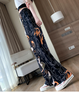 RM15567#冰丝螺纹花裤子女夏季薄款年新款爆款垂感抖抖凉凉空调阔腿裤