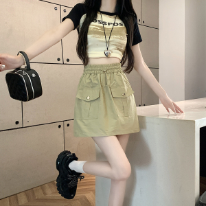 RM16660#韩版抽绳收腰显瘦半身裙女休闲减龄百搭防走光工装短裙