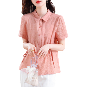 RM15598#夏季超修身单排扣泡泡袖小清新淑女常规短袖衬衫休闲衬衫