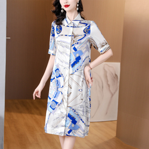 RM16605#真丝连衣裙夏季2023年新款高级感大牌桑蚕丝裙时尚印花气质裙