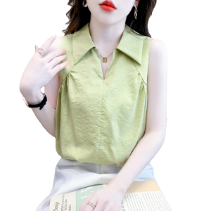 RM19222#夏季韩版皱褶露肩修身小衫时尚显瘦无袖上衣