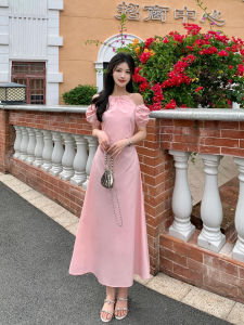 RM18237#大码女装气质夏季收腰微胖设计感超显瘦连衣裙胖MM连衣裙