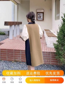 TR43280# 卡其色小个子撞色拼接连衣裙女夏季新款宽松直筒设计感polo裙 服装批发女装批发服饰货源